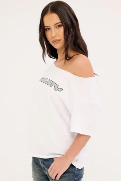 New But Old Off Shoulder Tee Vintage White