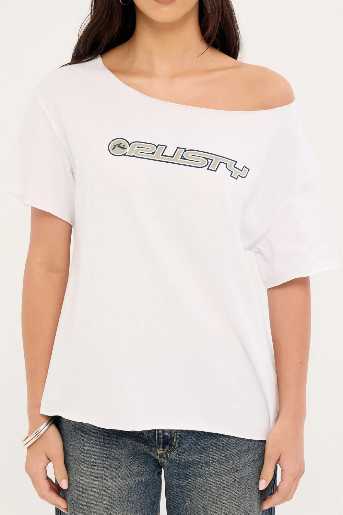New But Old Off Shoulder Tee Vintage White