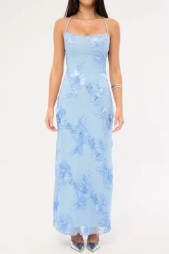 Nia Applique Maxi Dress Blue
