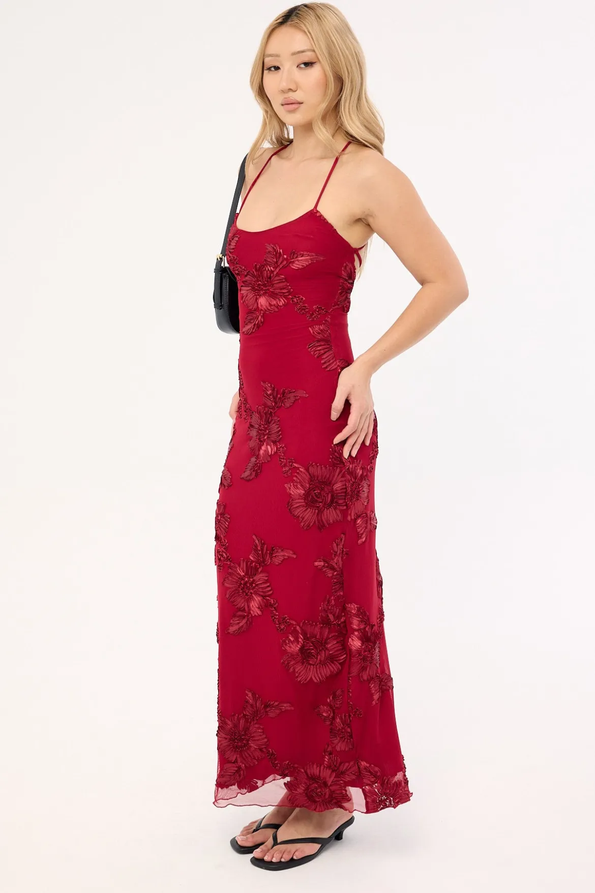 Nia Applique Maxi Dress Burgundy