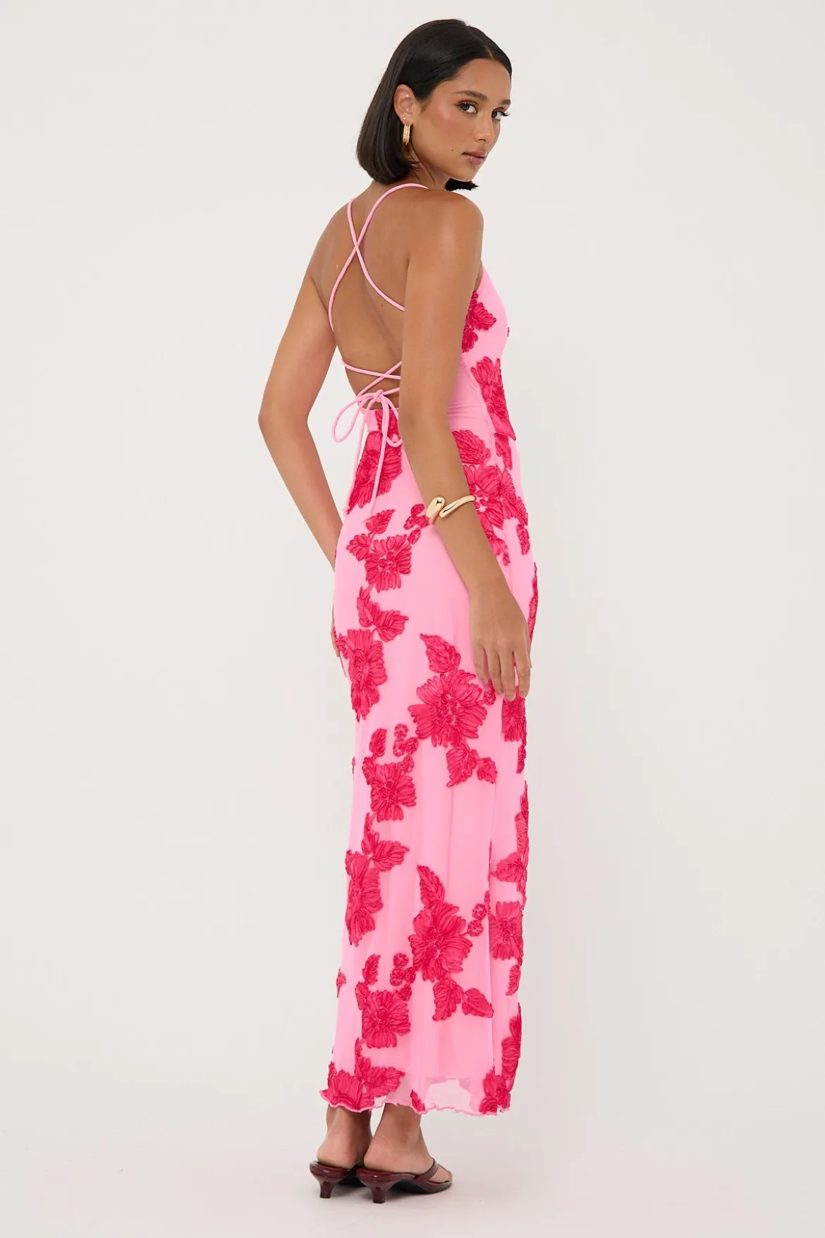 Nia Applique Maxi Dress Pink