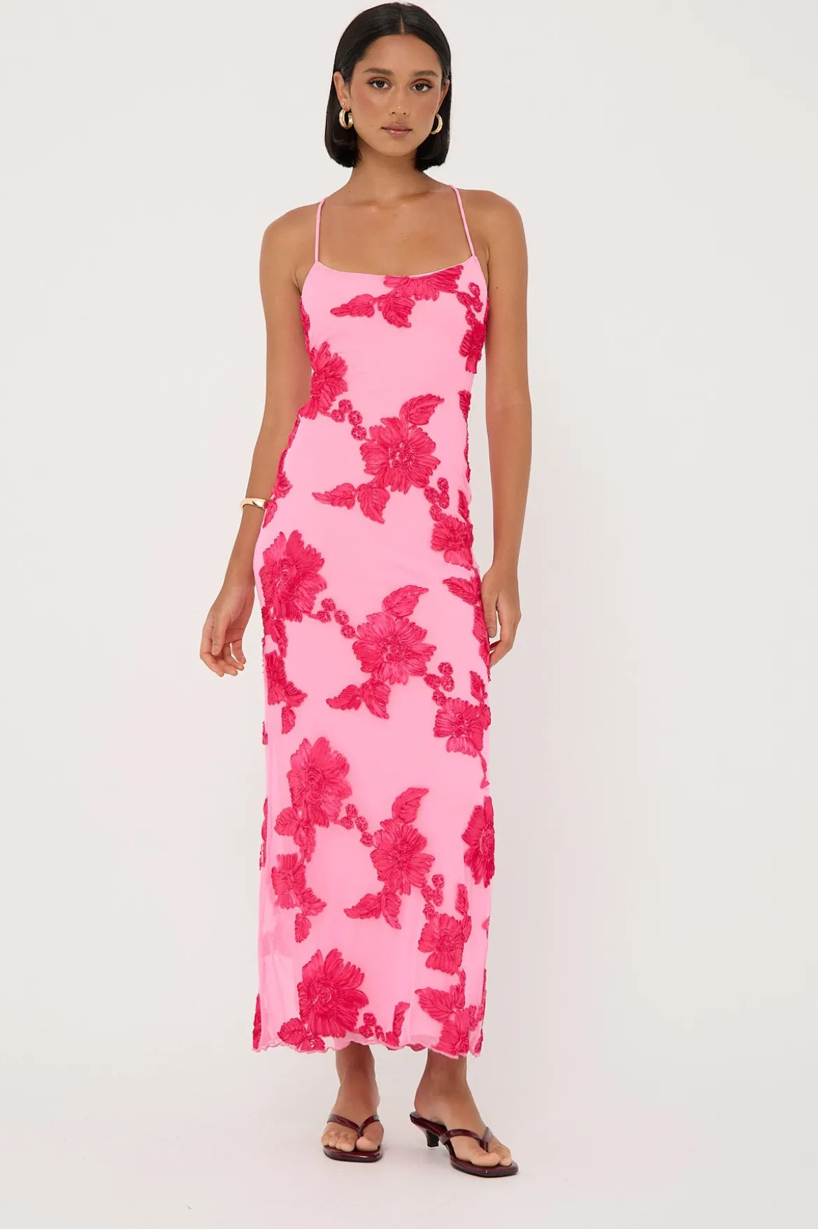 Nia Applique Maxi Dress Pink