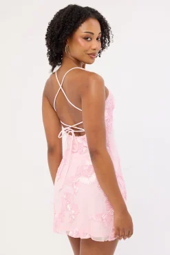 Nia Applique Mini Dress Pink