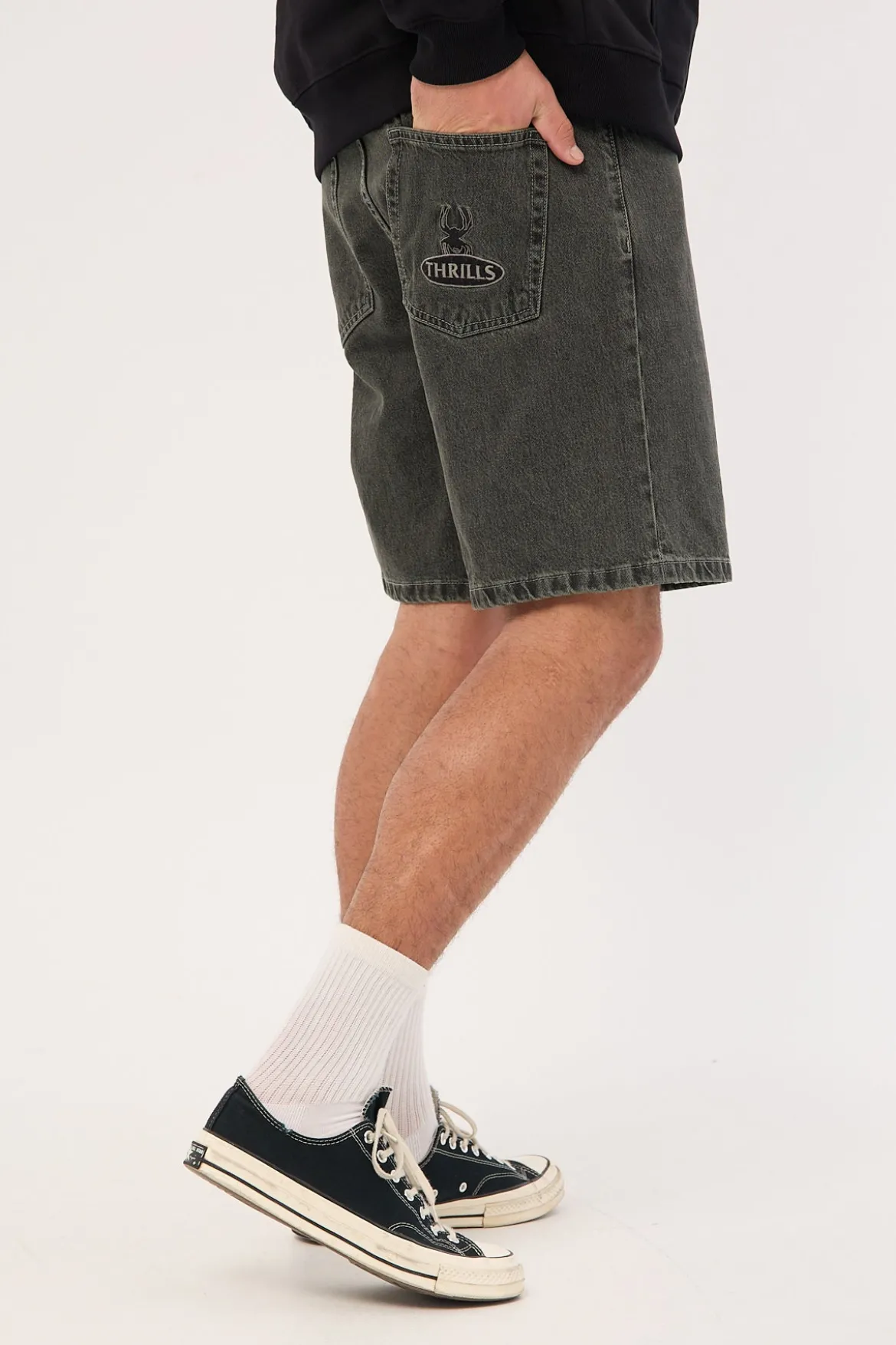 Nightshade Mid Slacker Denim Short Seaglass Black Overdye