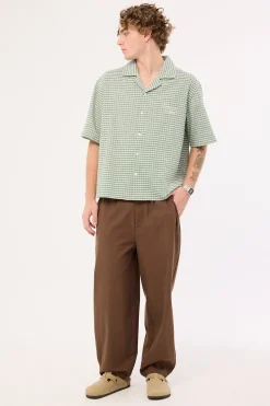 Niko Boxy Cropped Resort Shirt Green Check