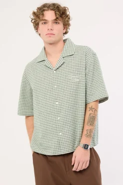 Niko Boxy Cropped Resort Shirt Green Check