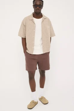 Niko Boxy Resort Shirt Brown Check