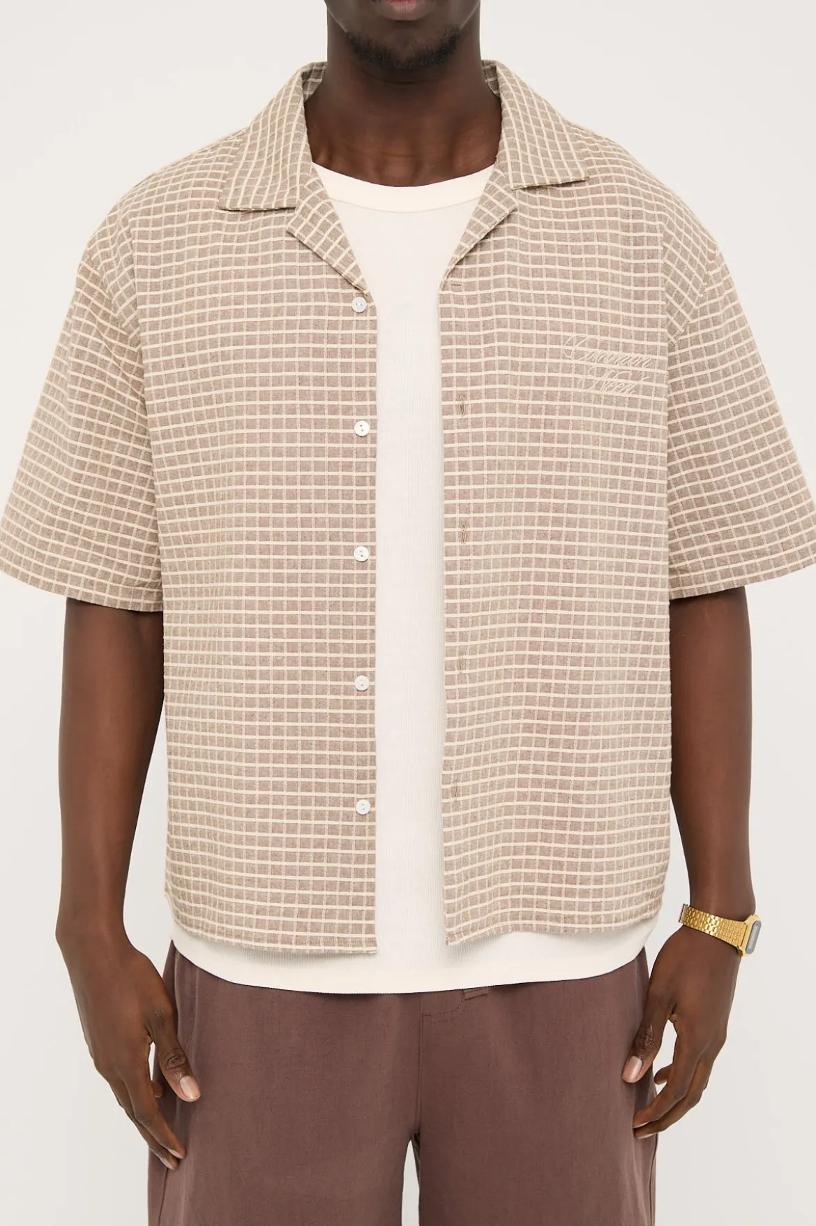 Niko Boxy Resort Shirt Brown Check