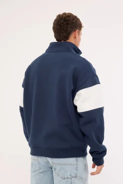 Noble Quarter Zip Sweater Navy/Snow Marle