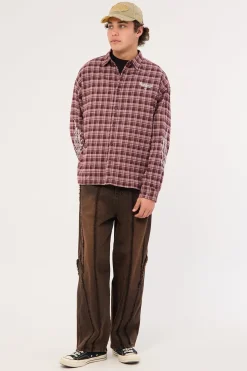 Nomadix Oversize Long Sleeve Shirt Purple Check