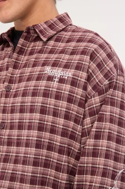 Nomadix Oversize Long Sleeve Shirt Purple Check