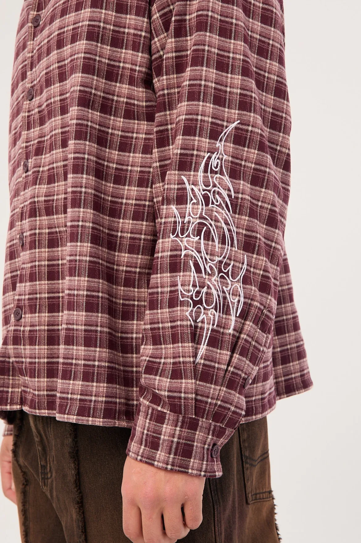 Nomadix Oversize Long Sleeve Shirt Purple Check