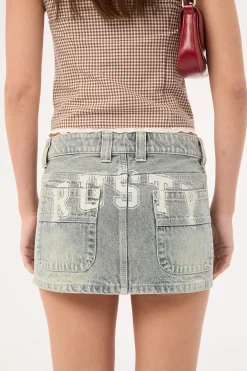 Norty Low Rise Denim Micro Skirt Dirty Dawg
