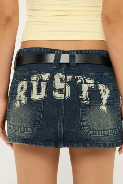 Norty Low Rise Denim Micro Mini Skirt Dark And Dirty