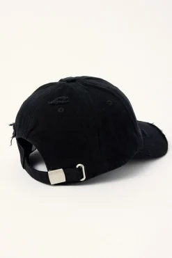 Nova Base Distressed Dad Cap Washed Black