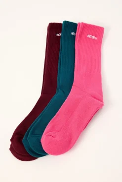 Nova Base Sock 3 Pack Pink/Teal/Burgundy