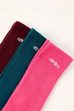Nova Base Sock 3 Pack Pink/Teal/Burgundy