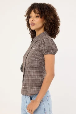 Nova Button Up Blouse Brown
