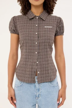 Nova Button Up Blouse Brown