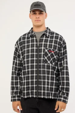 Nova Check Oversized Long Sleeve Shirt Black/Grey Check