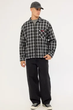 Nova Check Oversized Long Sleeve Shirt Black/Grey Check