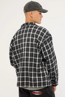 Nova Check Oversized Long Sleeve Shirt Black/Grey Check