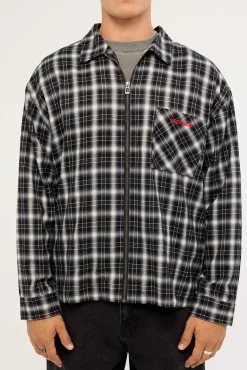 Nova Check Oversized Long Sleeve Shirt Black/Grey Check
