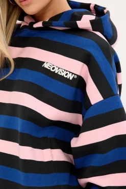 Nova Cropped Oversized Hoodie Black Stripe