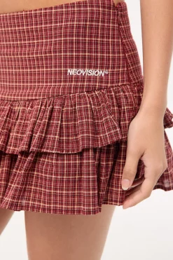 Nova Double Pleat Skort Burgundy Check