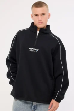 Nova Elastic Quarter Zip Crew Black