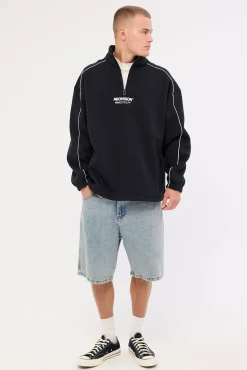 Nova Elastic Quarter Zip Crew Black