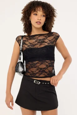 Nova Unlined Lace Top Black
