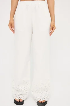 Novalee Broderie Straight Leg Pant White