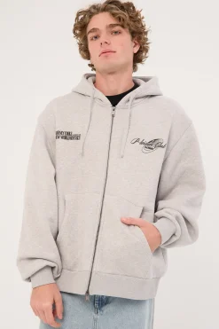 NS Zip Hood Grey Melange