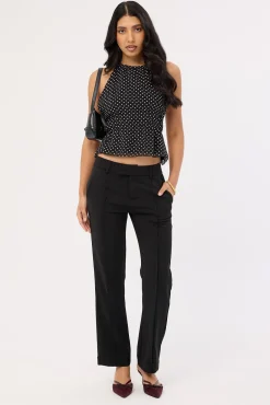 Nylah Low Rise Pintuck Pant Black