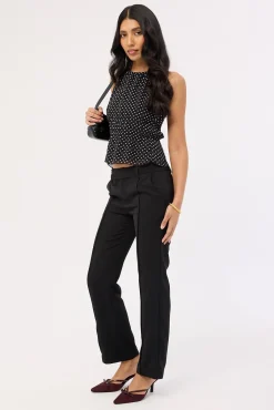 Nylah Low Rise Pintuck Pant Black