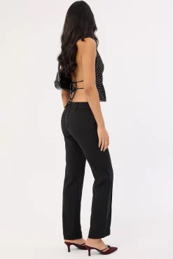 Nylah Low Rise Pintuck Pant Black