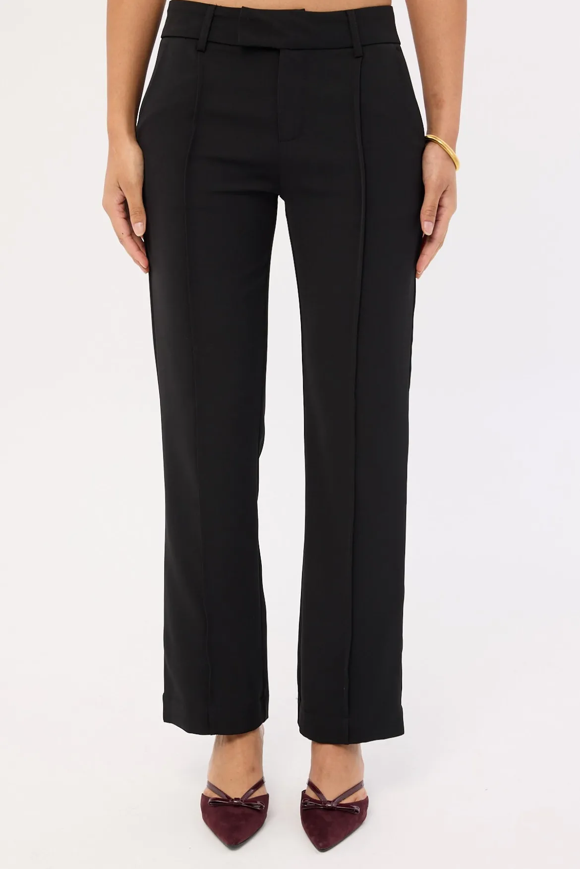 Nylah Low Rise Pintuck Pant Black