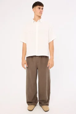Oasis Boxy Cropped Linen Shirt Off White