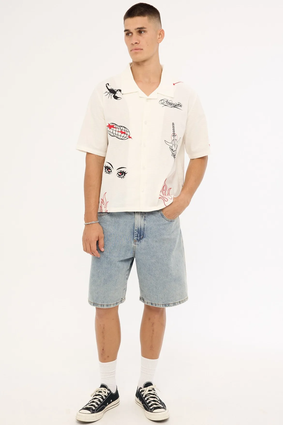 Oath Boxy Cropped Resort Shirt White