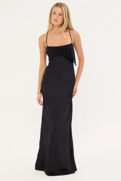 Odette Frill Recycled Maxi Dress Black