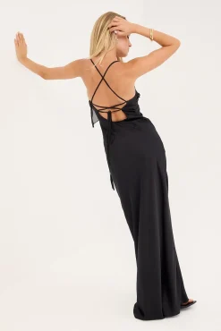 Odette Frill Recycled Maxi Dress Black