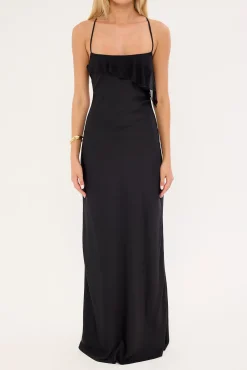 Odette Frill Recycled Maxi Dress Black