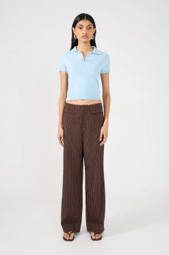 Odie Pinstripe Mid Rise Pant Brown Pinstripe
