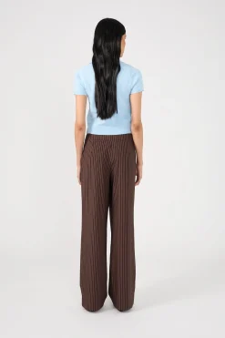 Odie Pinstripe Mid Rise Pant Brown Pinstripe