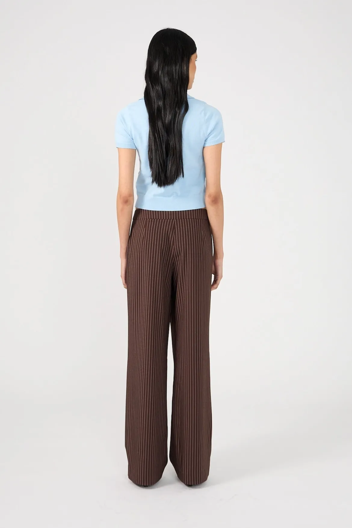 Odie Pinstripe Mid Rise Pant Brown Pinstripe