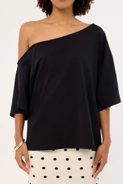 Off Shoulder Relaxed Tee Black