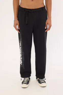 Offset Elastic Cuff Sweat Pant Black