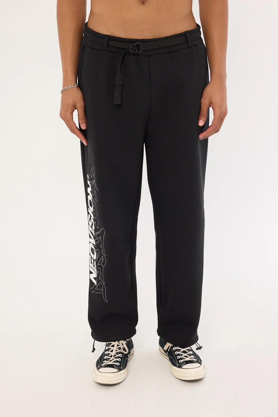 Offset Elastic Cuff Sweat Pant Black