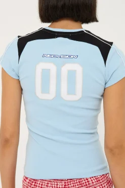 Offside Contrast Baby Tee Light Blue